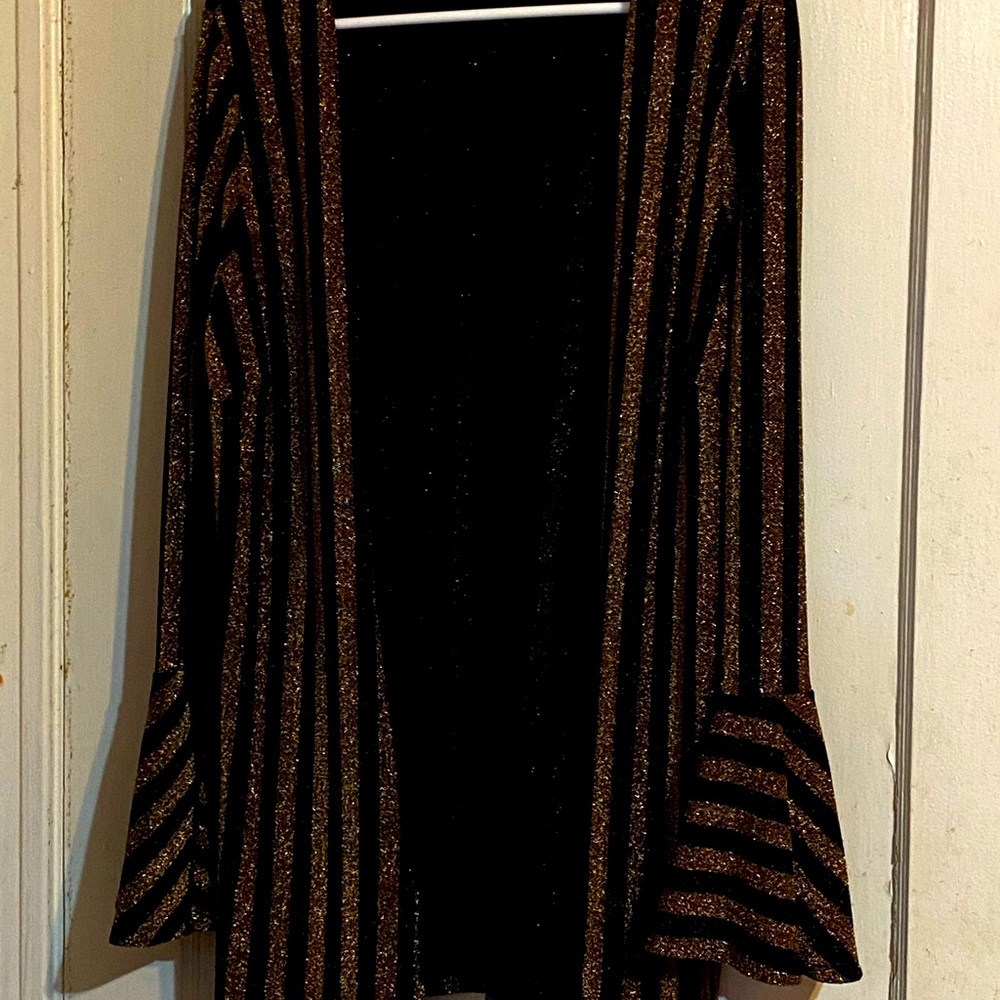 Gold and black bell sleeve cardigan